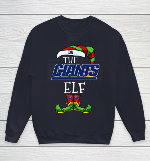 New York Giants Christmas ELF Funny NFL Youth Sweatshirt 2