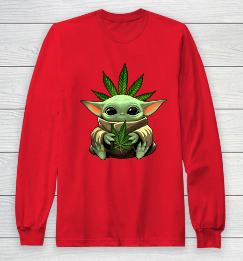 Baby Yoda Hug Marijuana Canabis Long Sleeve T-Shirt 10