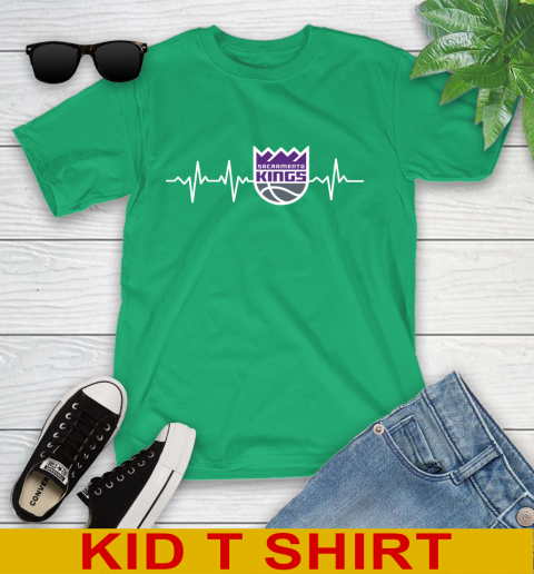 Sacramento Kings NBA Basketball Heart Beat Shirt Youth T-Shirt 7