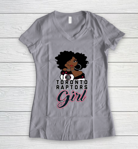 Toronto Raptors Girl NBA Women's V-Neck T-Shirt 4