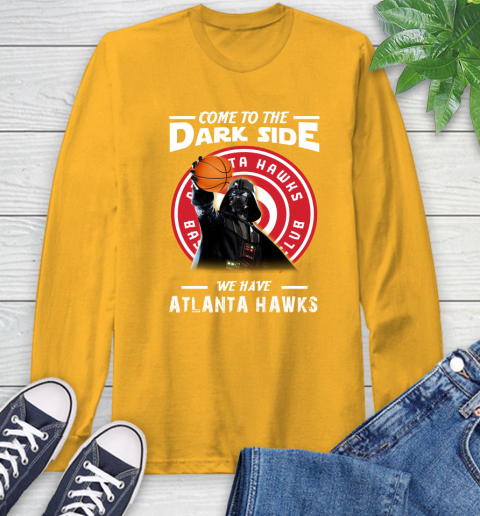 NBA Come To The Dark Side We Have Atlanta Hawks Star Wars Darth Vader Basketball Long Sleeve T-Shirt 2