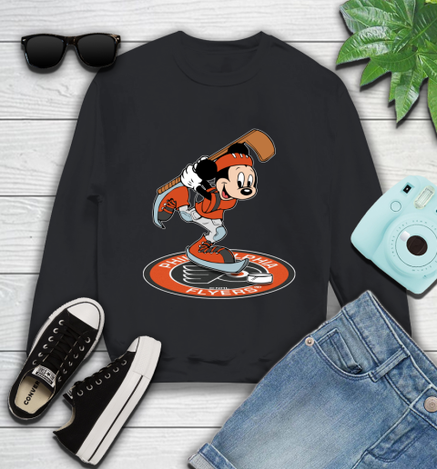 NHL Hockey Philadelphia Flyers Cheerful Mickey Disney Shirt Youth Sweatshirt