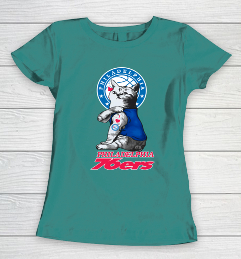 NBA Basketball My Cat Loves Philadelphia 76ers Women's T-Shirt 10