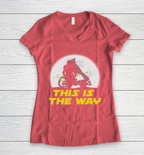 St.Louis Cardinals MLB Baseball Star Wars Yoda And Mandalorian This Is The Way Women's V-Neck T-Shirt 4