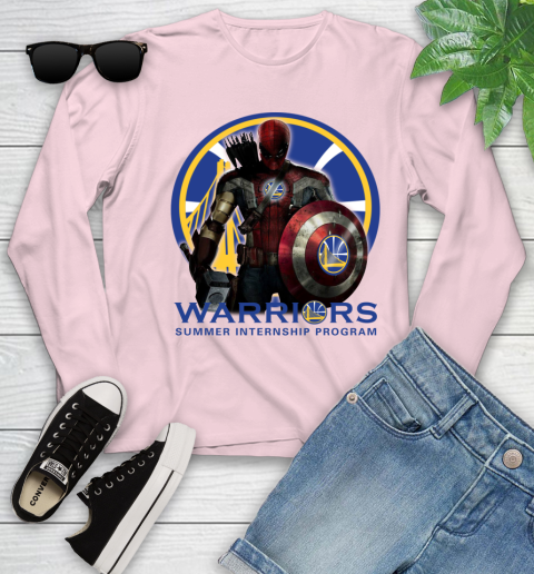 Golden State Warriors NBA Basketball Captain America Thor Spider Man Hawkeye Avengers Youth Long Sleeve 10