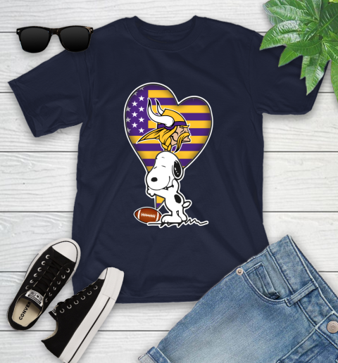 Minnesota Vikings NFL Football The Peanuts Movie Adorable Snoopy Youth T-Shirt 3