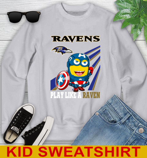 NFL Football Baltimore Ravens Captain America Marvel Avengers Minion Shirt Youth Sweatshirt 3