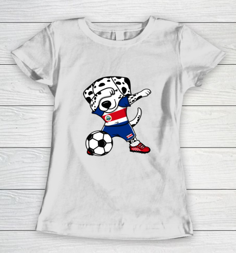 Dabbing Dalmatian Costa Rica Soccer Fan Costa Rican Football Women's T-Shirt