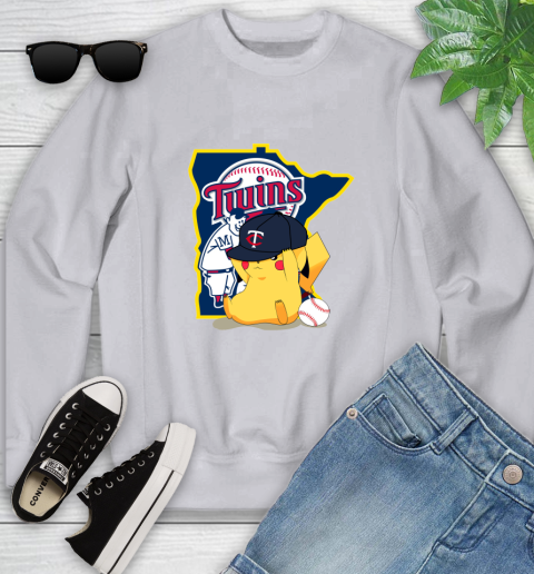MLB Pikachu Baseball Sports Minnesota Twins Youth Sweatshirt 4