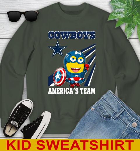 NFL Football Dallas Cowboys Captain America Marvel Avengers Minion Shirt Youth Sweatshirt 8