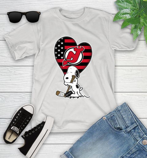 New Jersey Devils NHL Hockey The Peanuts Movie Adorable Snoopy Youth T-Shirt