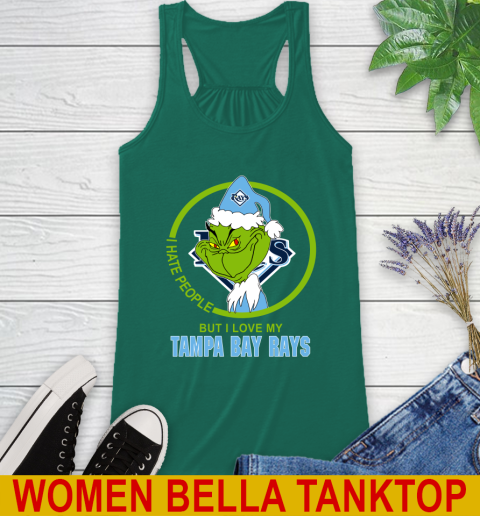 Tampa Bay Rays MLB Christmas Grinch I Hate People But I Love My Favorite Baseball Team Racerback Tank 7