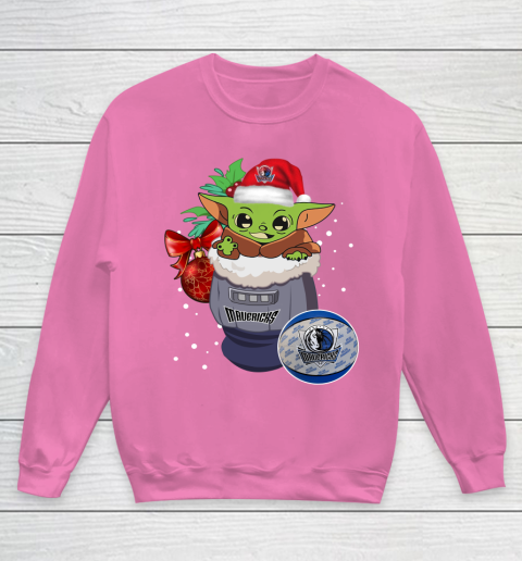 Dallas Mavericks Christmas Baby Yoda Star Wars Funny Happy NBA Youth Sweatshirt 7