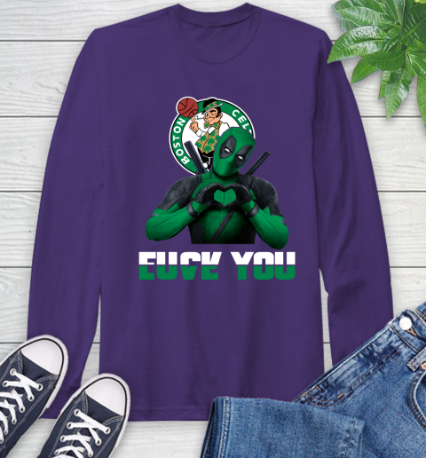 NBA Boston Celtics Deadpool Love You Fuck You Basketball Sports Long Sleeve T-Shirt 5