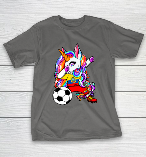 Dabbing Unicorn Ecuador Soccer Fans Jersey Flag Football T-Shirt 21