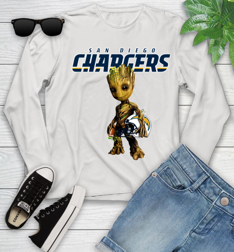 Los Angeles Chargers NFL Football Groot Marvel Guardians Of The Galaxy Youth Long Sleeve