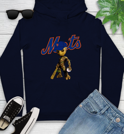 MLB New York Mets Groot Guardians Of The Galaxy Baseball Youth Hoodie 4