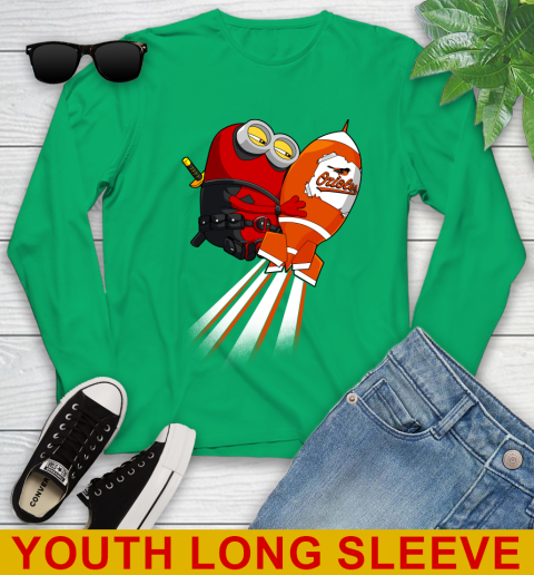 MLB Baseball Baltimore Orioles Deadpool Minion Marvel Shirt Youth Long Sleeve 7