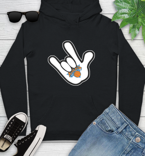 New York Knicks NBA Basketball Mickey Rock Hand Disney Youth Hoodie 3 New York Knicks NBA Basketball Mickey Rock Hand Disney Youth Hoodie - Image 3