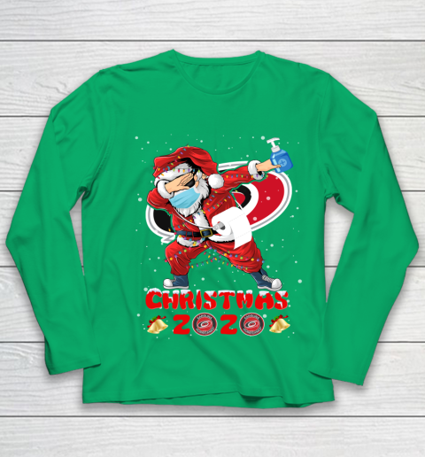 Carolina Hurricanes Funny Santa Claus Dabbing Christmas 2020 NHL Youth Long Sleeve 4