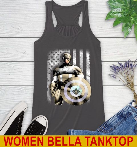 New Orleans Saints NFL Football Captain America Marvel Avengers American Flag Shirt Racerback Tank 10