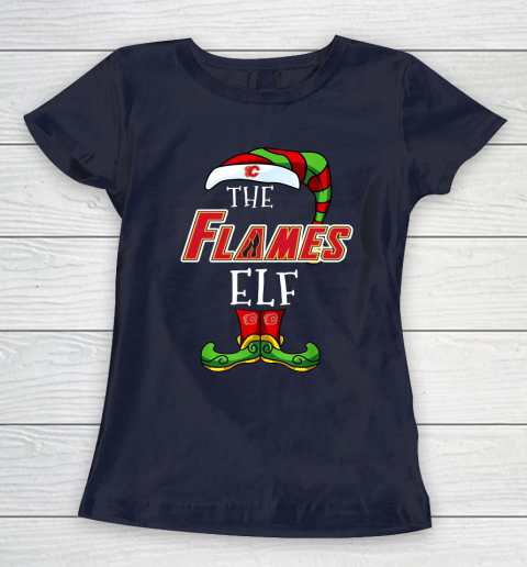Calgary Flames Christmas ELF Funny NHL Women's T-Shirt 2