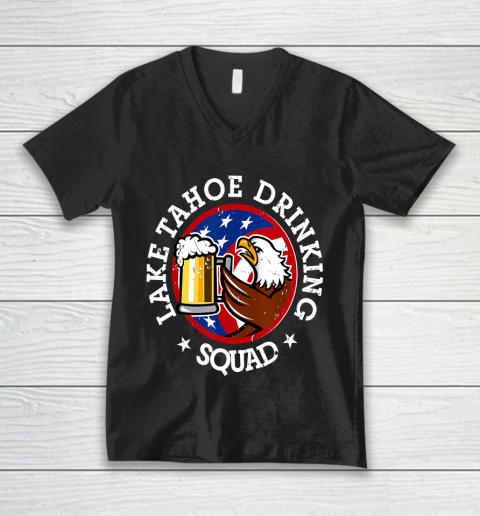 Lake Tahoe Drinking Squad July 4th Party Costume Beer Lovers V-Neck T-Shirt