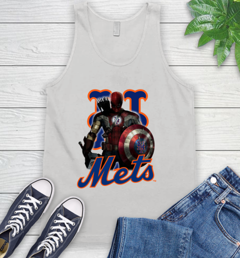 MLB Captain America Thor Spider Man Hawkeye Avengers Endgame Baseball New York Mets Tank Top