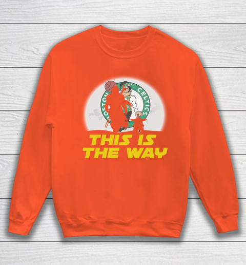 Boston Celtics NBA Basketball Star Wars Yoda And Mandalorian This Is The Way Sweatshirt 3