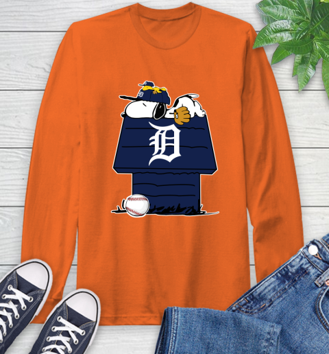 MLB Detroit Tigers Snoopy Woodstock The Peanuts Movie Baseball T Shirt Long Sleeve T-Shirt 5