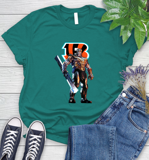 NFL Thanos Gauntlet Avengers Endgame Football Cincinnati Bengals Women's T-Shirt 12