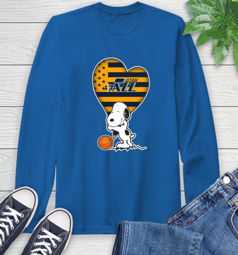 Utah Jazz NBA Basketball The Peanuts Movie Adorable Snoopy Long Sleeve T-Shirt 9