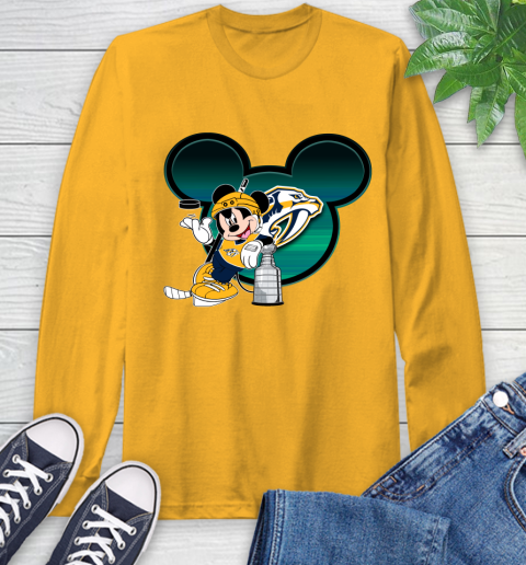NHL Nashville Predators Stanley Cup Mickey Mouse Disney Hockey T Shirt Long Sleeve T-Shirt 3