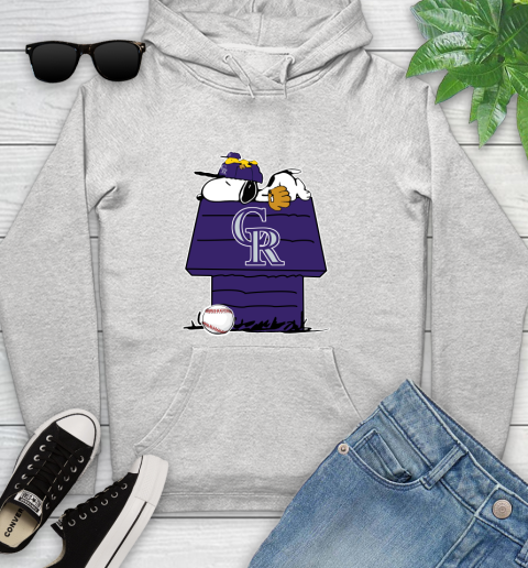 MLB Colorado Rockies Snoopy Woodstock The Peanuts Movie Baseball T Shirt Youth Hoodie