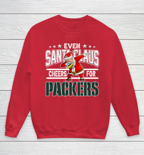 Green Bay Packers Even Santa Claus Cheers For Christmas NFL Youth Sweatshirt 7