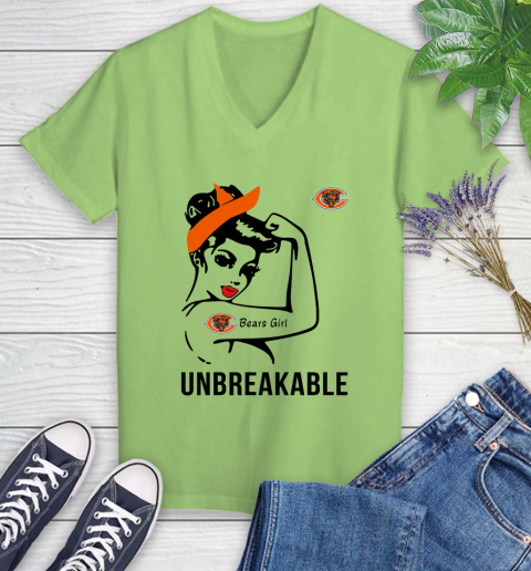 NFL Chicago Bears Girl Unbreakable Football Sports Women's V-Neck T-Shirt 6