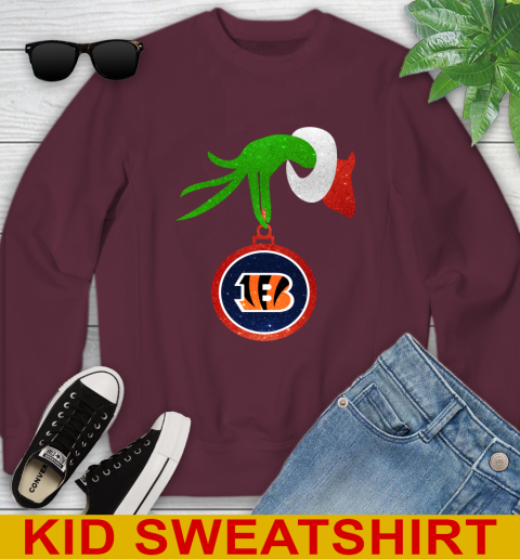 Cincinnati Bengals Grinch Merry Christmas NFL Football Youth Sweatshirt 5