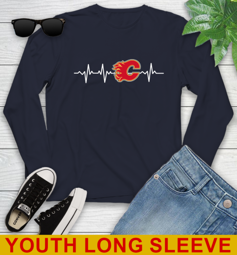 Calgary Flames NHL Hockey Heart Beat Shirt Youth Long Sleeve 2