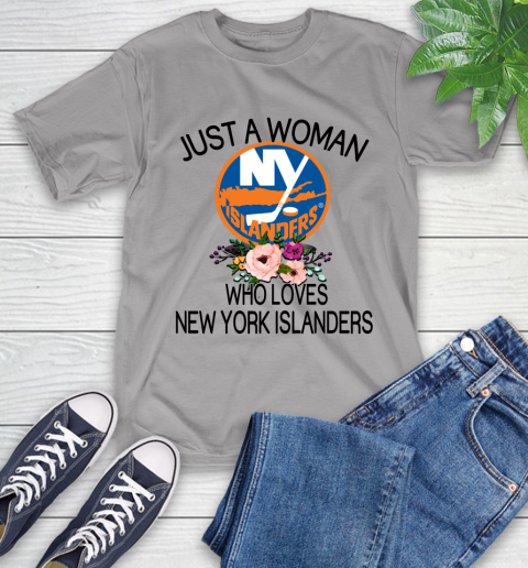 NHL Just A Woman Who Loves New York Islanders Hockey Sports T-Shirt 4