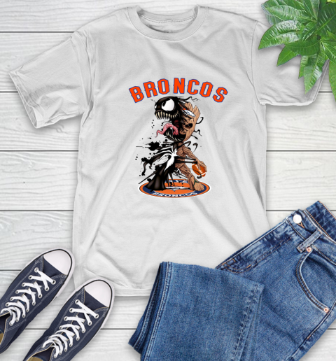 NFL Denver Broncos Football Venom Groot Guardians Of The Galaxy T-Shirt