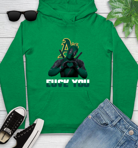 MLB Oakland Athletics Deadpool Love You Fuck You Baseball Sports Youth Hoodie 9