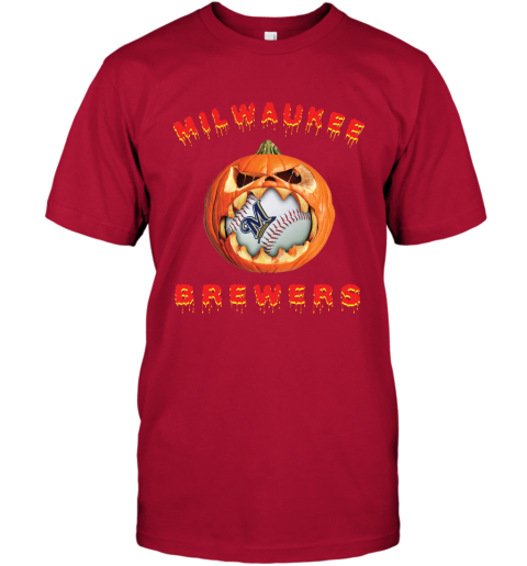 MLB Milwaukee Brewers Halloween Pumpkin Baseball Sports T Shirt