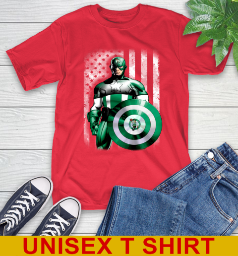 Boston Celtics NBA Basketball Captain America Marvel Avengers American Flag Shirt T-Shirt 12