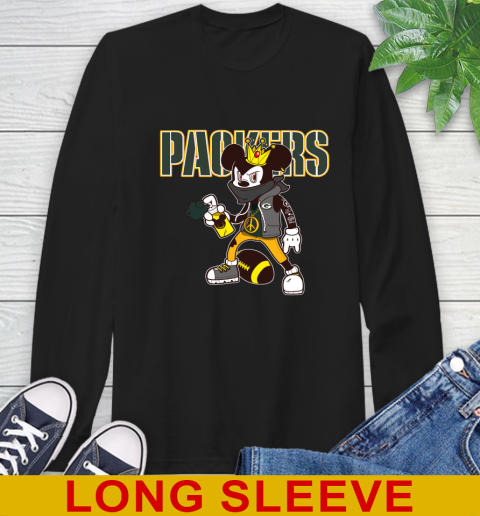 Green Bay Packers NFL Football Mickey Peace Sign Sports Long Sleeve T-Shirt 2
