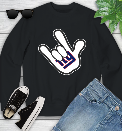 New York Giants NFL Football Mickey Rock Hand Disney Youth Sweatshirt 2