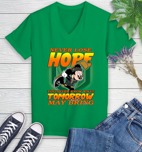Vegas Golden Knights NHL Hockey ootball Mickey Disney Never Lose Hope Women's V-Neck T-Shirt 5