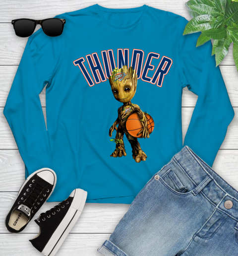 Oklahoma City Thunder NBA Basketball Groot Marvel Guardians Of The Galaxy Youth Long Sleeve 7
