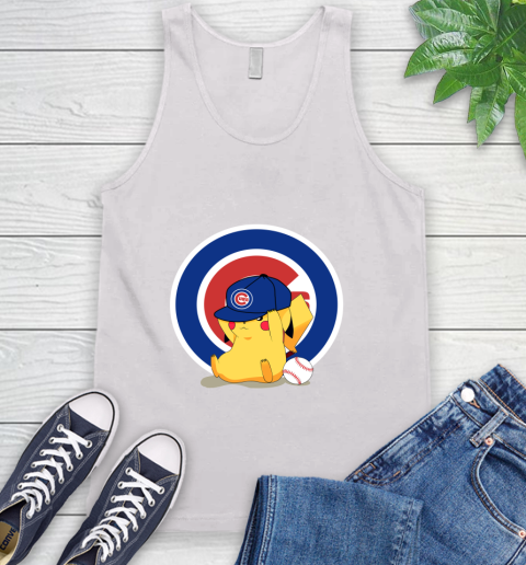 MLB Pikachu Baseball Sports Chicago Cubs Tank Top