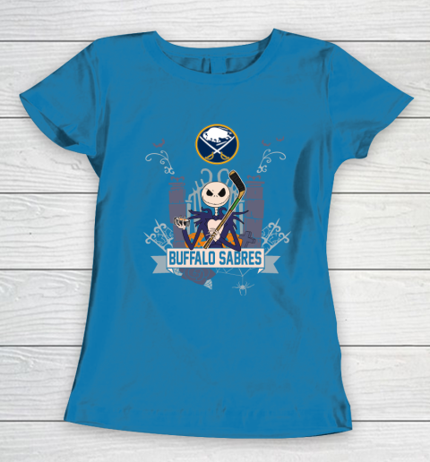 NHL Buffalo Sabres Hockey Jack Skellington Halloween Women's T-Shirt 6