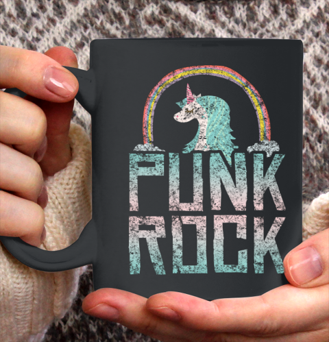 Punk Rock Music Band Unicorn Rainbow Distressed Ceramic Mug 11oz